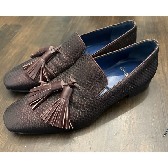 Sebastian Cruz Couture Men’s Burgundy Diamanté Loafers Tassle 41 Size 8 $1495